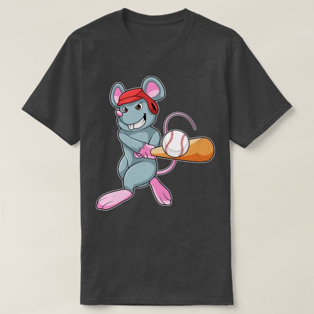 Råtta i Baseball med Baseball fladdermus Helmet T Shirt (Design framsida)