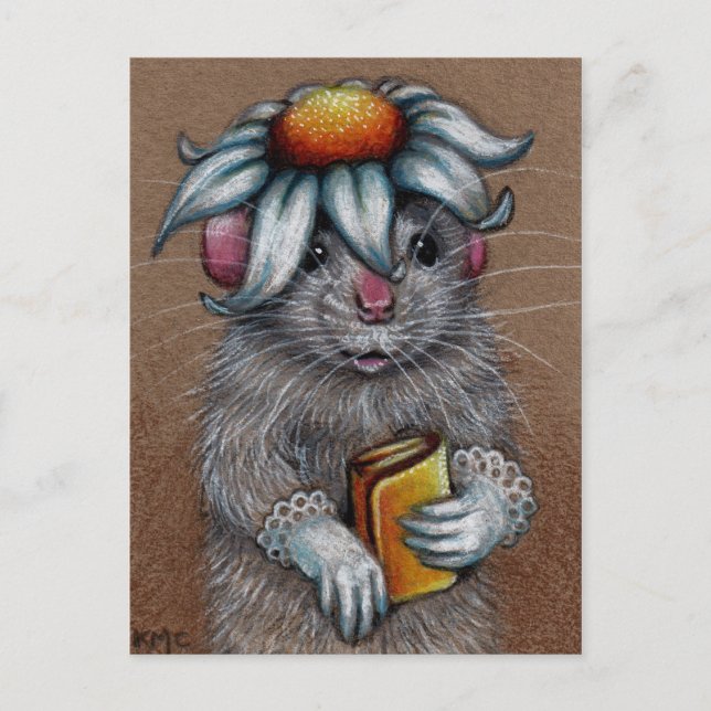 Råtta i Daisy Hat och Snöre Handskar vykort (Framsida)