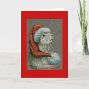 Råtta i julkort i Santa Hat Helgkort