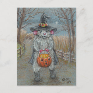 Råtta i Witch Costume Halloween-vykort Vykort