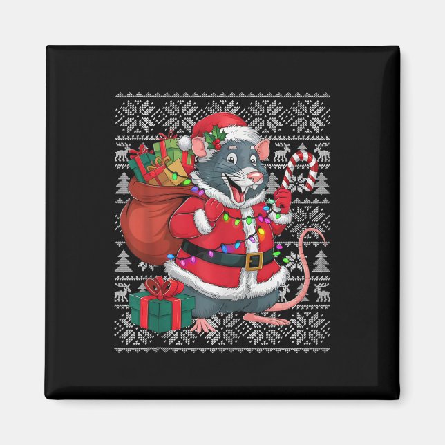 Råtta Julafton Sweater Stil Ugly Santa Råtta jul, Magnet (Framsidan)