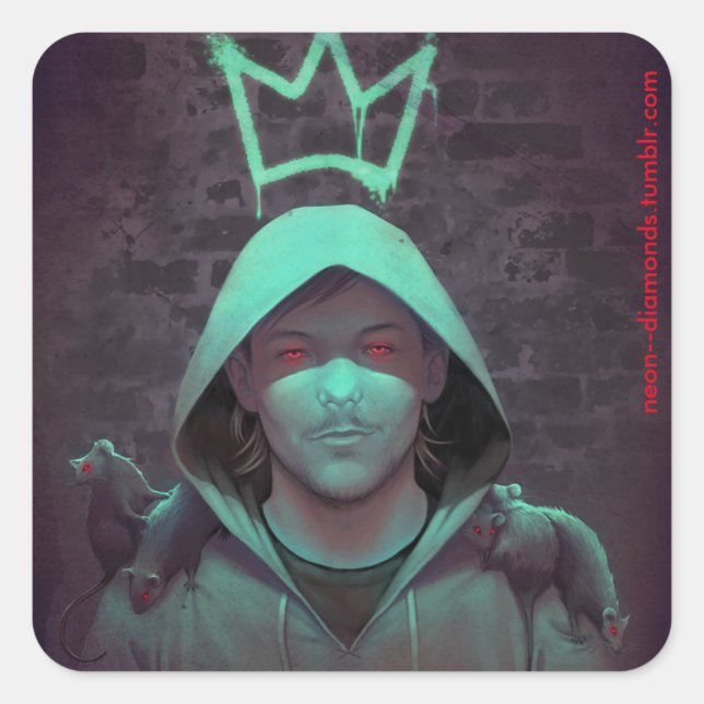 Råtta Kung Fyrkantigt Klistermärke (Framsida)