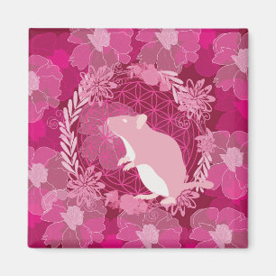 råtta,livets blomma, ros, mandala,zen,chakra,mönst magnet