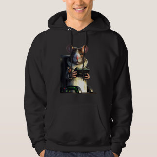 Råtta med bildskärm med spelkontroll hoodie