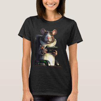 Råtta med bildskärm med spelkontroll t shirt