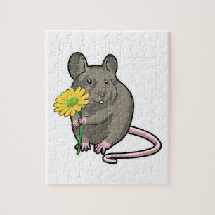 Råtta med gul blomma pussel