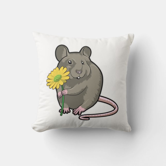 Råtta med gult Flower Kudde (Framsida)