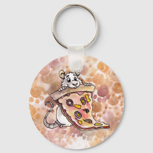 Råtta med Pizza Keychain Nyckelring