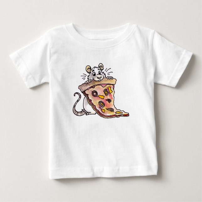 Råtta med PizzaspädbarnT-tröja T Shirt (Framsida)