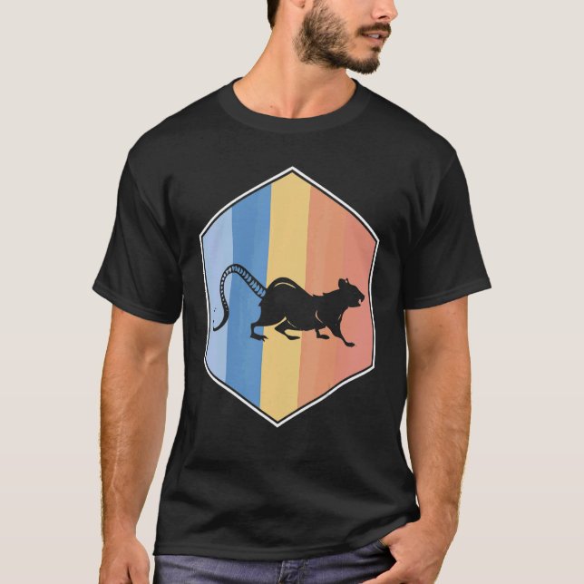 Råtta med Retro Färg i en hexagon T Shirt (Framsida)