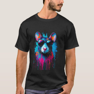 Råtta med solglasögon Färgglad Pop Art Råttälskare T Shirt