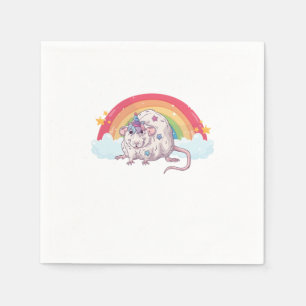 Råtta Mouse Unicorn Rainbow Rodent Mice Animal Pet Pappersservett