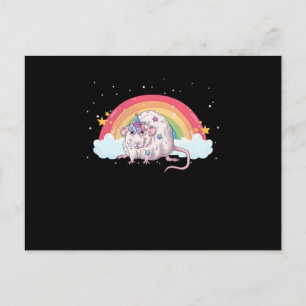 Råtta Mouse Unicorn Rainbow Rodent Mice Animal Pet Vykort