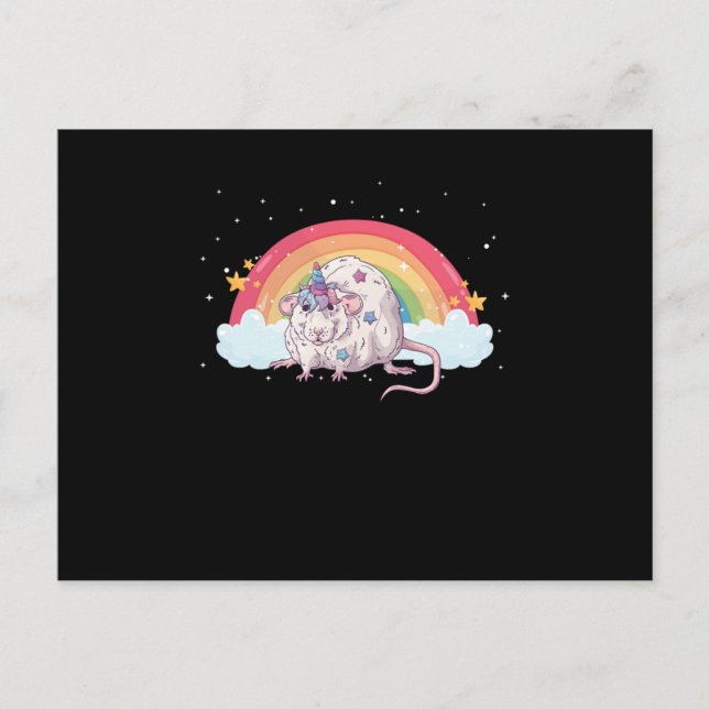 Råtta Mouse Unicorn Rainbow Rodent Mice Animal Pet Vykort (Framsida)