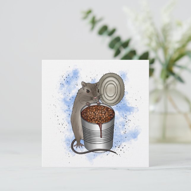 Råtta och Bake Beans Art Kort (Stående Fram)