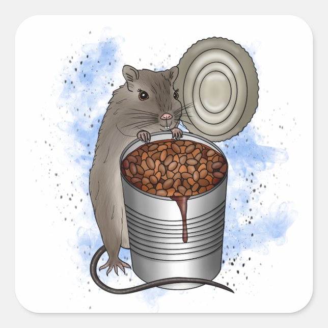 Råtta och Bake Beans Fyrkantigt Klistermärke (Framsida)