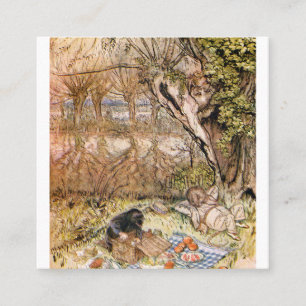 Råtta och Mole har en picknick - Arthur Rackham Fyrkantigt Visitkort