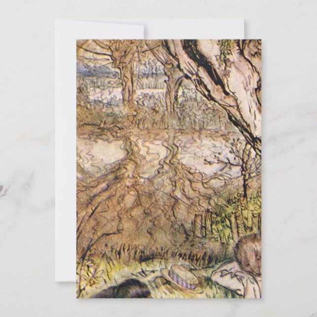 Råtta och Mole har en Picnic - Arthur Rackham Inbjudningar (Framsida)