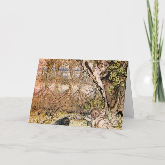 Råtta och Mole har en Picnic - Arthur Rackham Kort (Framsida)