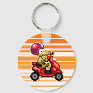 Råtta på en sparkcykel XL Keychain Nyckelring