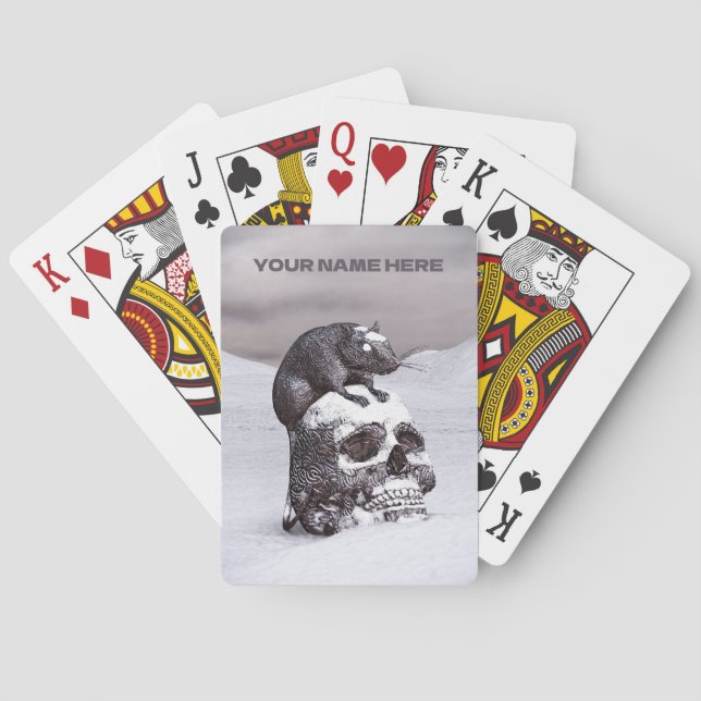 Råtta på skalle i snö casinokort (Baksidan)