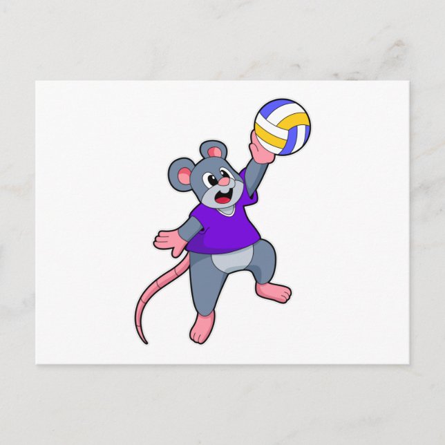 Råtta på volleyboll sport vykort (Framsida)