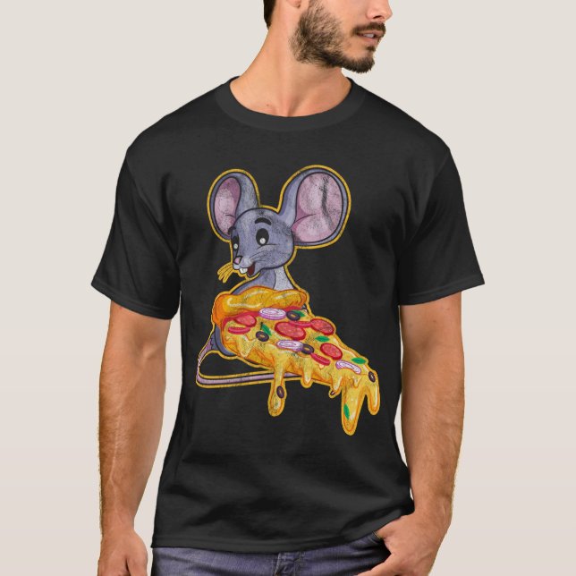 Råtta Pizza Funny Thief Mouse T Shirt (Framsida)