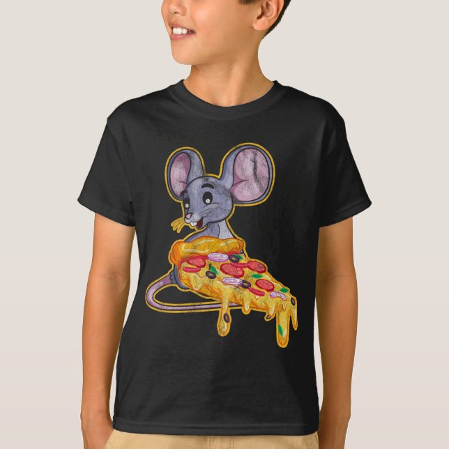 Råtta Pizza Funny Thief Mouse T Shirt (Framsida)