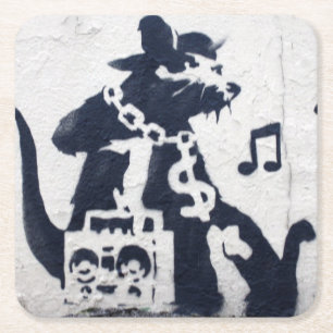 Råtta Rap Graffiti Art Underlägg Papper Kvadrat