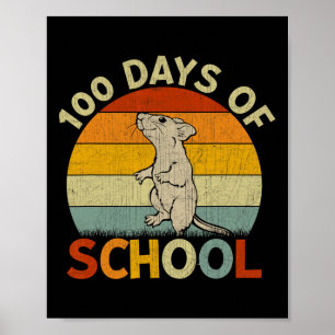 Råtta Retro Boys Girls Lärare 100 skoldag Poster