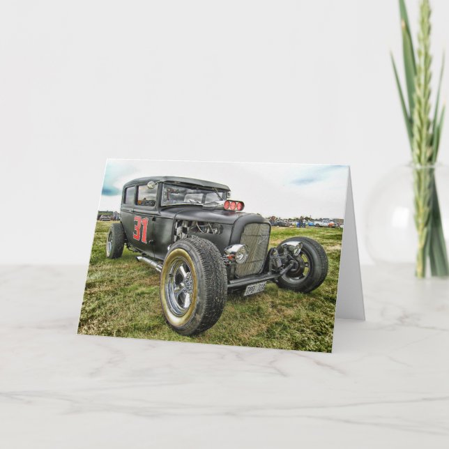 Råtta Rod Classic Car Birthday Card Kort (Framsida)