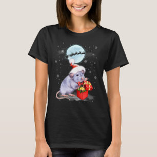 Råtta Santa Hat Snögubbe under Moonlight Kristus T Shirt