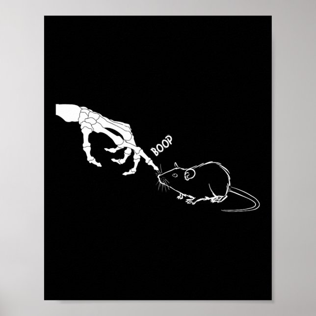 Råtta Scary Skeleton Hand Boop Spooky Halloween Poster (Framsidan)