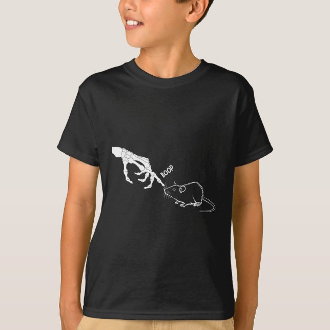 Råtta Scary Skeleton Hand Boop Spooky Halloween T Shirt (Framsida)