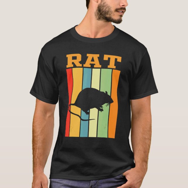 Råtta Shadow Silhouette i Retro Färg T Shirt (Framsida)