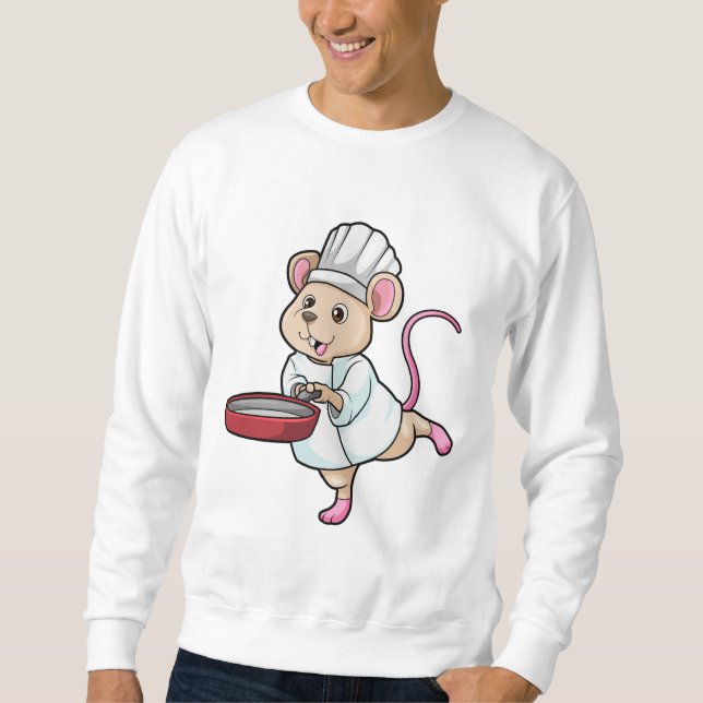Råtta som Cook med Pan & Cooking hat Lång Ärmad Tröja (Framsida)