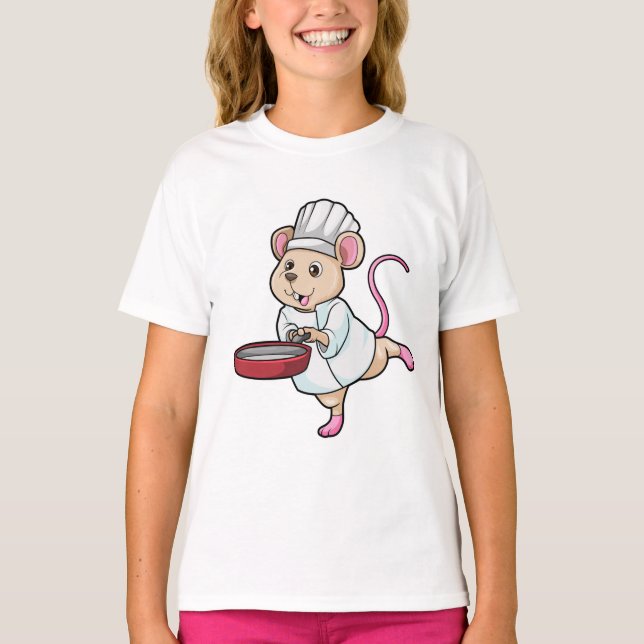 Råtta som Cook med Pan & Cooking hat T Shirt (Framsida)