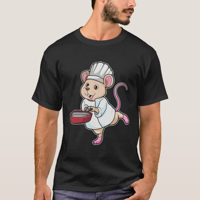 Råtta som Cook med Pan & Cooking hat T Shirt (Framsida)