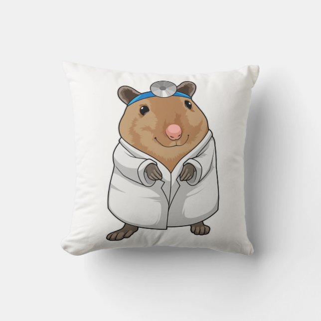 Råtta som doktor med läkarrock kudde (Framsida)
