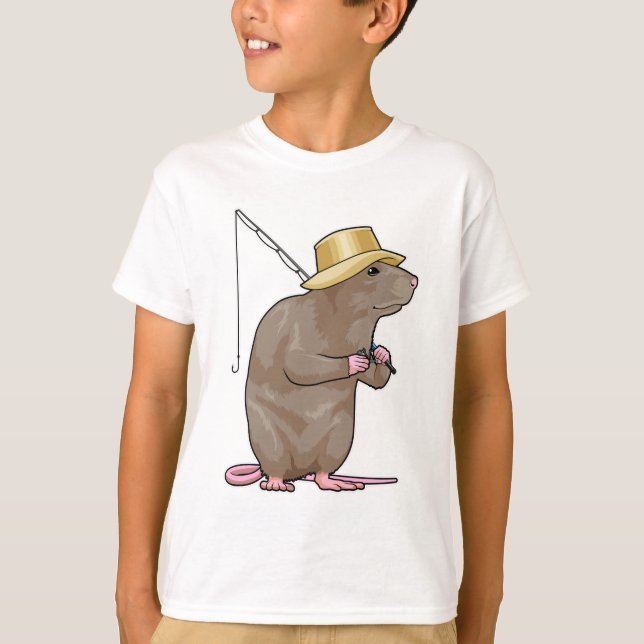 Råtta som fiskar med fiskespö t shirt (Framsida)