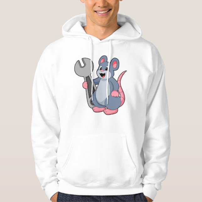 Råtta som mekanik med Wrench Hoodie (Framsida)