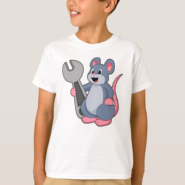 Råtta som mekanik med Wrench T Shirt (Framsida)