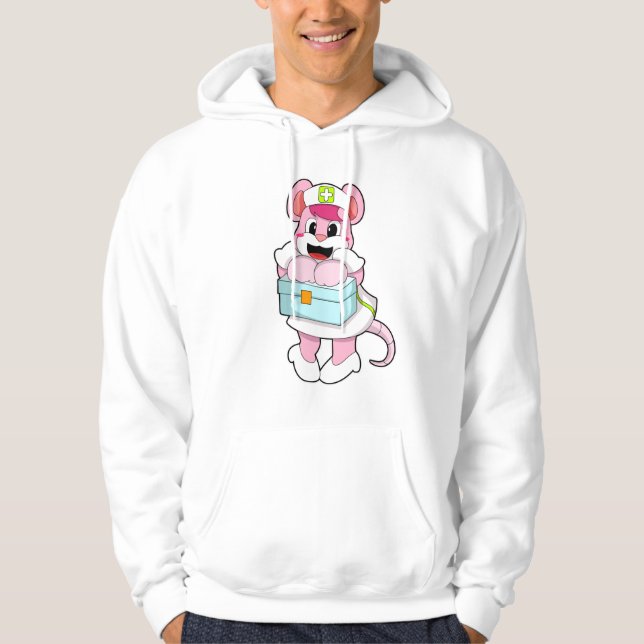 Råtta som sjuksköterska med box hoodie (Framsida)