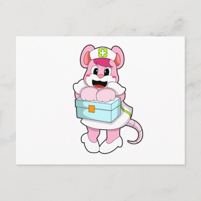 Råtta som sjuksköterska med box vykort (Framsida)