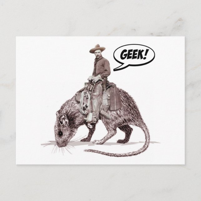 Råtta Tävling Geek Cowboyvykort Vykort (Framsida)