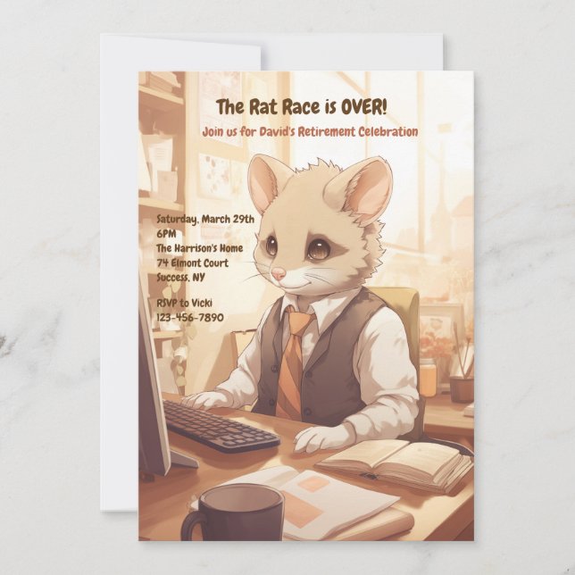 Råtta Tävling Pension Party Inbjudningar (Framsida)