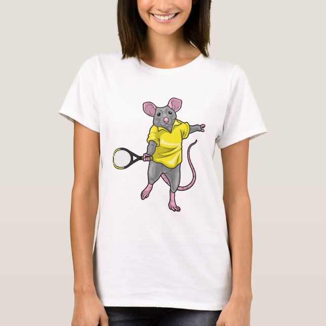 Råtta Tennis Tennis Tennis racket T Shirt (Framsida)