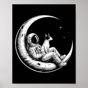Råtta Terrier Astronaut Galaxy Måne Hundälskare Poster