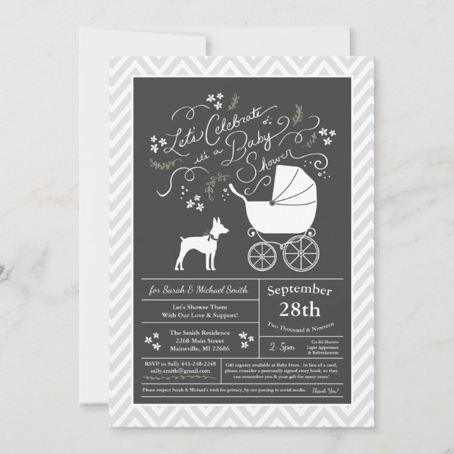 Råtta Terrier Baby Shower Gender Neutral Inbjudningar (Framsida)
