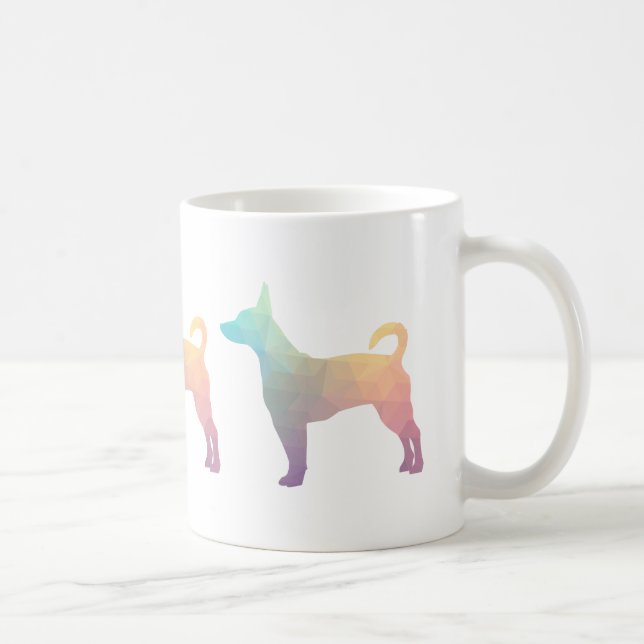 Råtta Terrier Colorful Geometric Mönster Silhouett Kaffemugg (Höger)